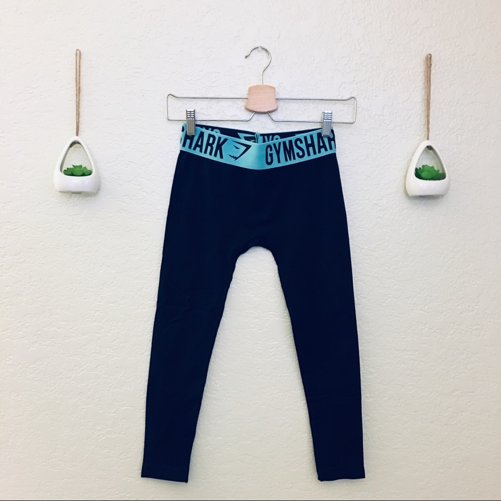 GYMSHARK Blue Seamless Cropped Tights